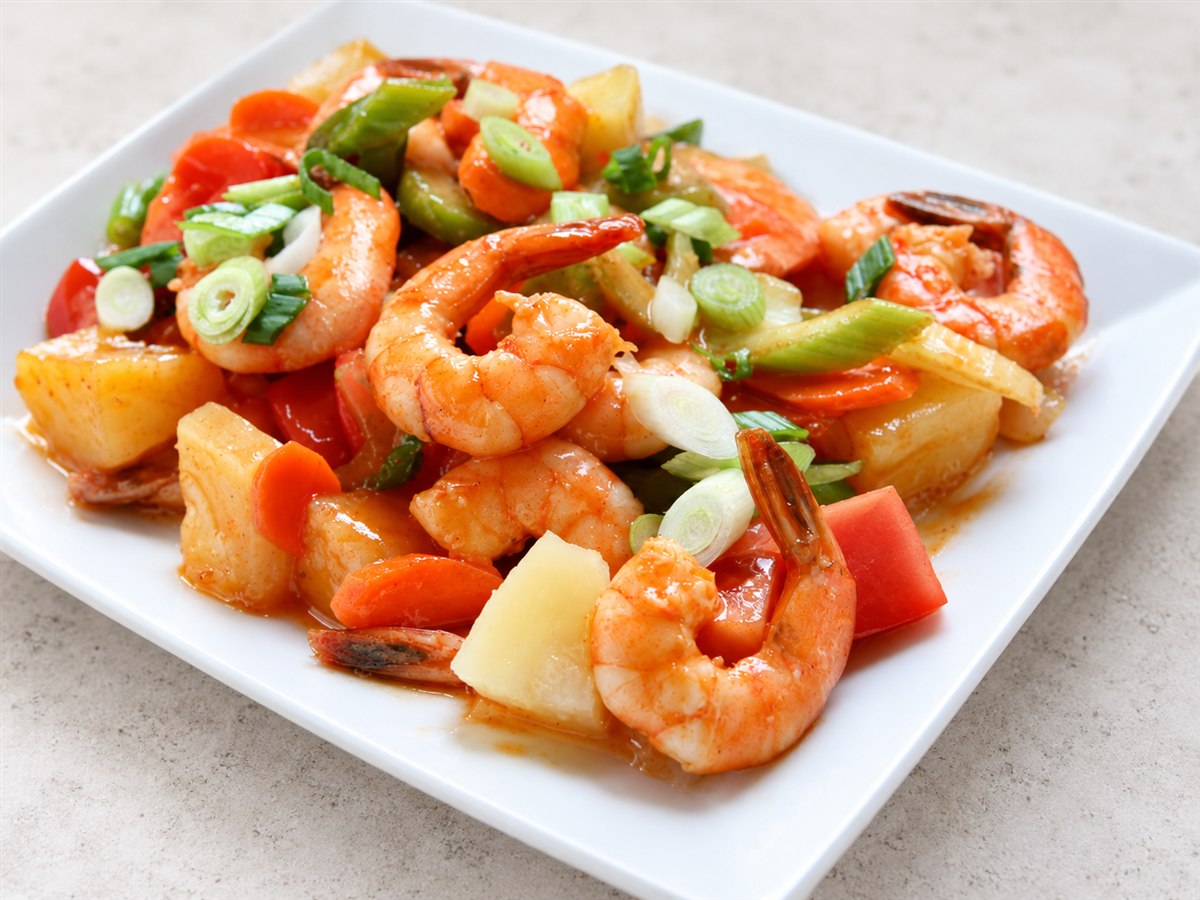 Crevettes et légumes sautés